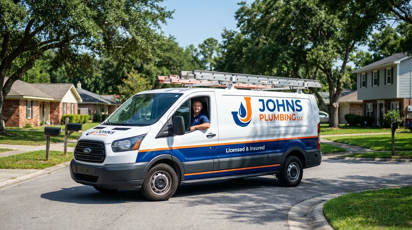 Johns Plumbing LLC service van in Quinebaug, CT