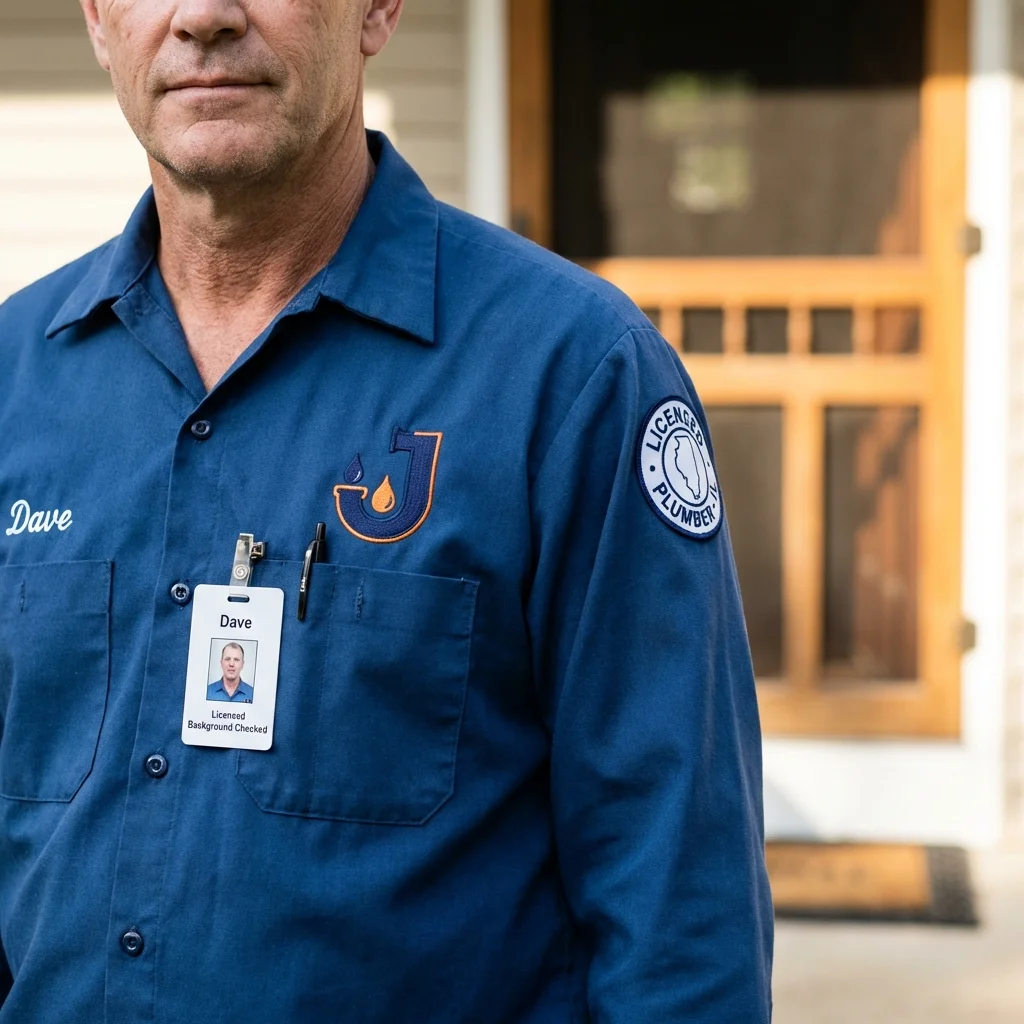 Licensed plumber showing ID badge in Quinebaug, CT
